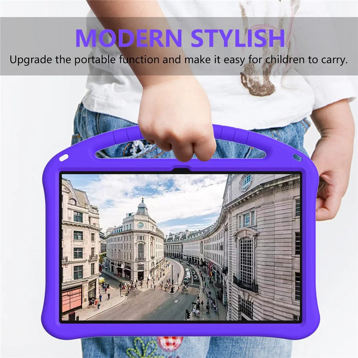 For Samsung Galaxy Tab S10 Ultra Case EVA Tablet Cover with Handle Kickstand Children Friendly - Purple - 7