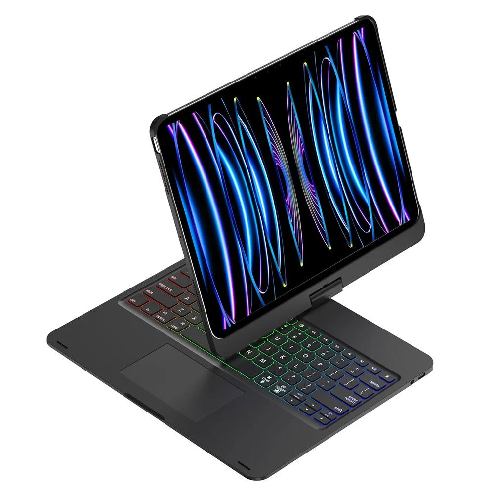 For iPad Pro 13 (2025) / (2024) Trackpad Backlight Keyboard with Tablet Case - Black - 1
