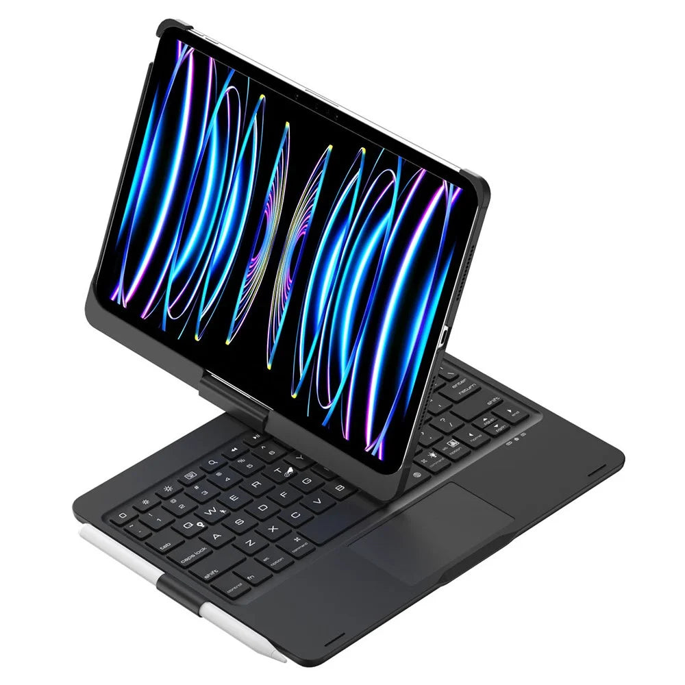 For iPad Pro 11 (2025) / (2024) Trackpad Backlight Keyboard with Tablet Case - Black - 1