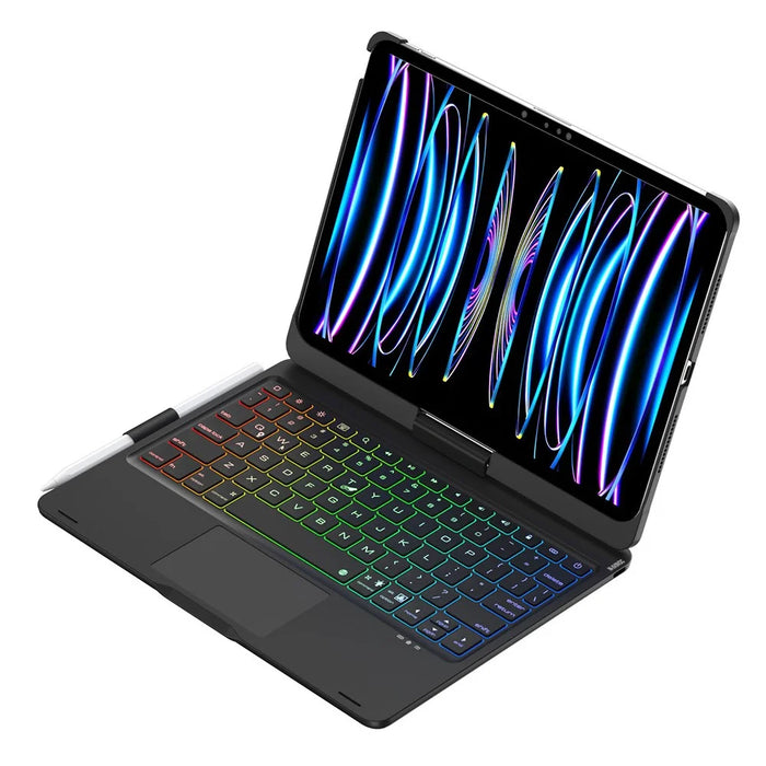 For iPad Pro 11 (2025) / (2024) Trackpad Backlight Keyboard with Tablet Case - Black - 5