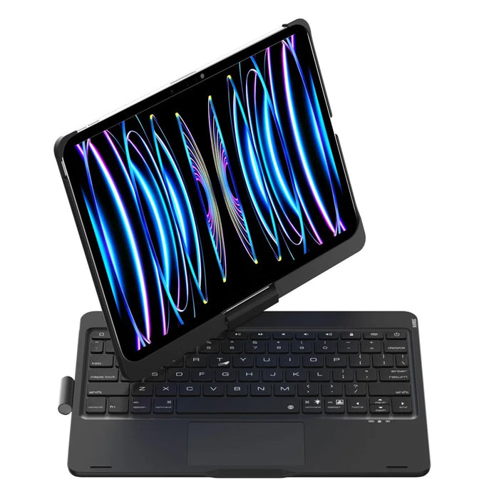 For iPad (2025) / 10.9 (2022) Trackpad Backlight Keyboard with Tablet Case - Black - 1