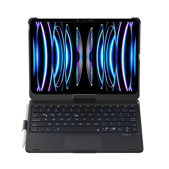For iPad (2025) / 10.9 (2022) Trackpad Backlight Keyboard with Tablet Case - Black - 4