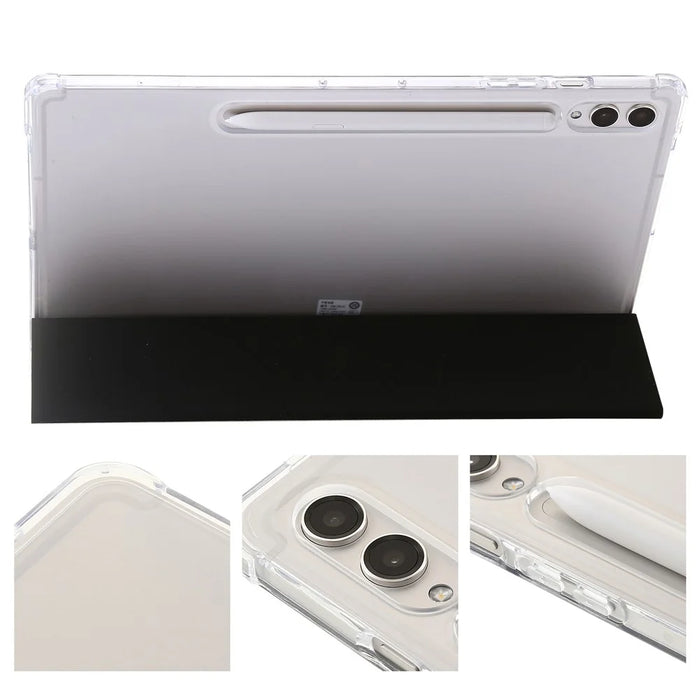 For Samsung Galaxy Tab S10+ Case Tri-Fold Stand Leather+TPU+Acrylic Clear Back Tablet Cover - Black - 4