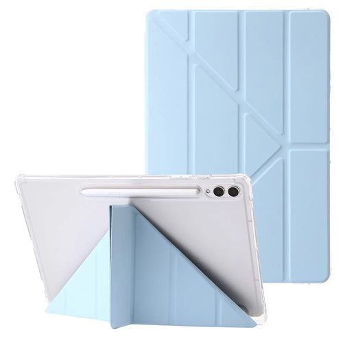 For Samsung Galaxy Tab S10+ Case PU Leather Origami Stand Clear Tablet Cover - Baby Blue - 1