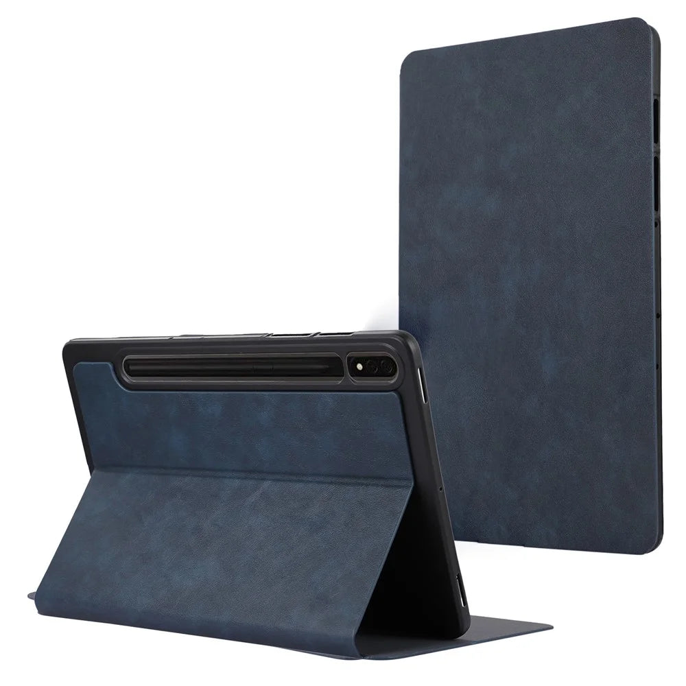 For Samsung Galaxy Tab S10+ Shockproof Case PU Leather Tablet Cover with Stand - Blue - 1