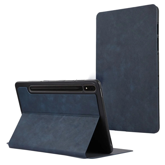 For Samsung Galaxy Tab S10+ Shockproof Case PU Leather Tablet Cover with Stand - Blue - 1