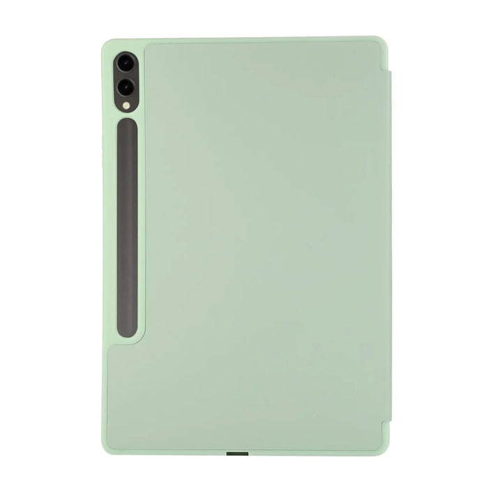For Samsung Galaxy Tab S10+ Case with Pen Slot Solid Color Tri-Fold Stand PU Leather+TPU Tablet Cover - Green - 5