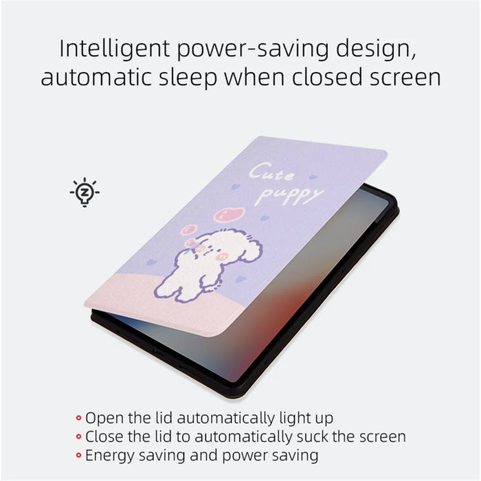 For Samsung Galaxy Tab A8 10.5 (2021) / (2022) Anti-Scratch Case with Auto Wake / Sleep Cartoon Pattern Printed PU Leather Cover Stand Tablet Case - Walking Dinosaur - 2