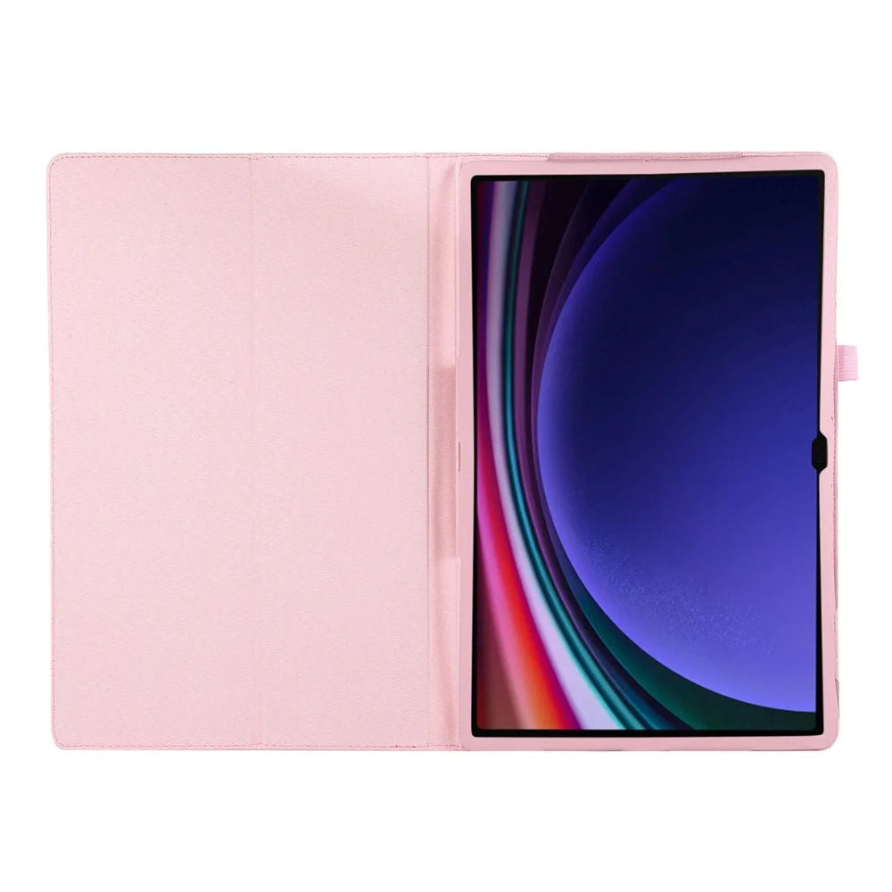 For Samsung Galaxy Tab S10 Ultra Case Bi-Fold Stand Leather Tablet Cover Litchi Texture - Pink - 2