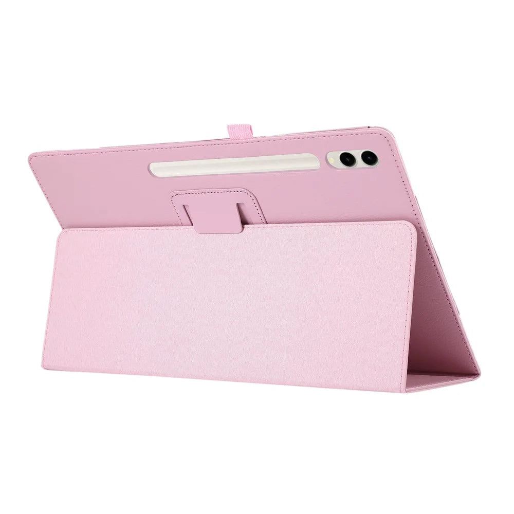 For Samsung Galaxy Tab S10 Ultra Case Bi-Fold Stand Leather Tablet Cover Litchi Texture - Pink - 3