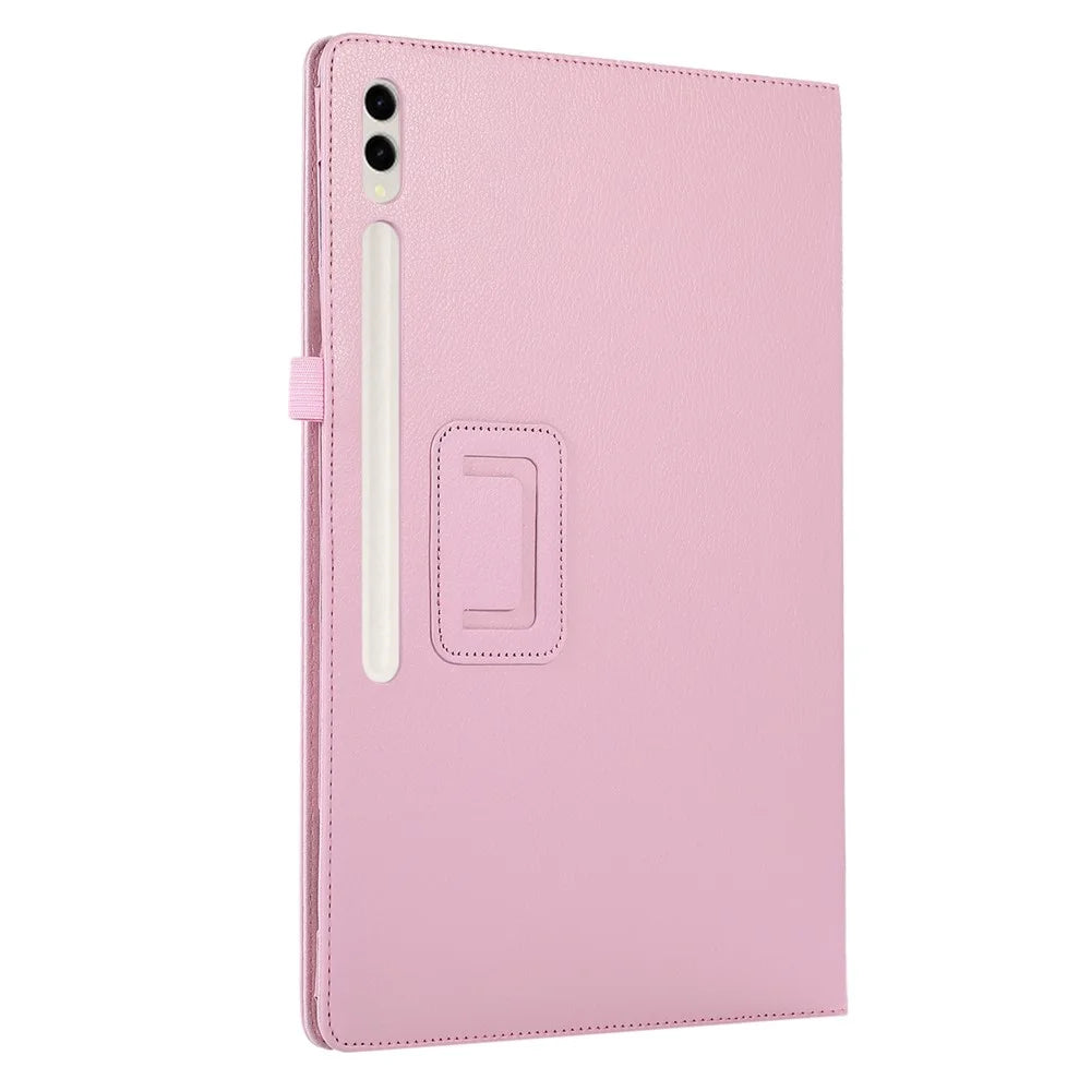 For Samsung Galaxy Tab S10 Ultra Case Bi-Fold Stand Leather Tablet Cover Litchi Texture - Pink - 4