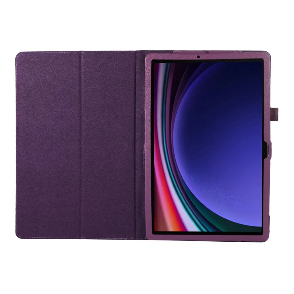 For Samsung Galaxy Tab S10+ Case Bi-Fold Stand Leather Tablet Cover Litchi Texture - Purple - 2