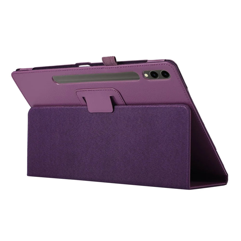 For Samsung Galaxy Tab S10+ Case Bi-Fold Stand Leather Tablet Cover Litchi Texture - Purple - 3