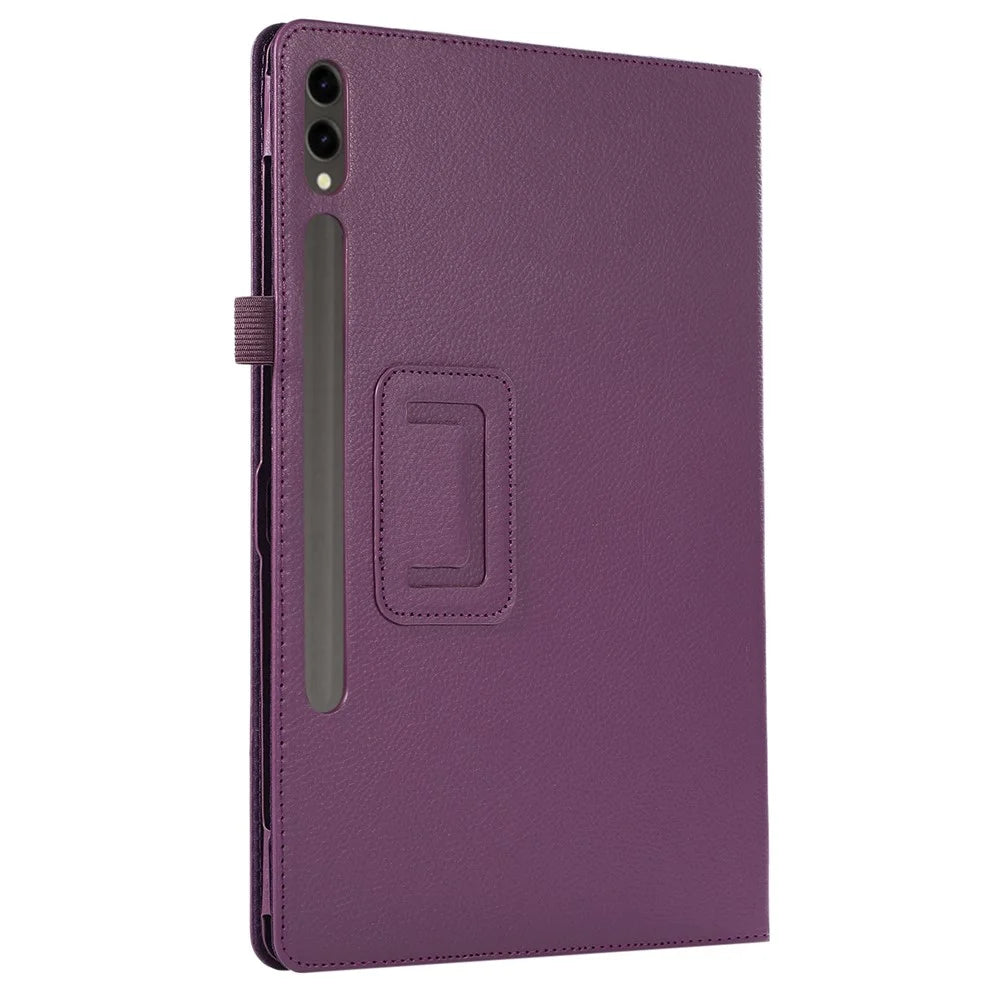 For Samsung Galaxy Tab S10+ Case Bi-Fold Stand Leather Tablet Cover Litchi Texture - Purple - 4