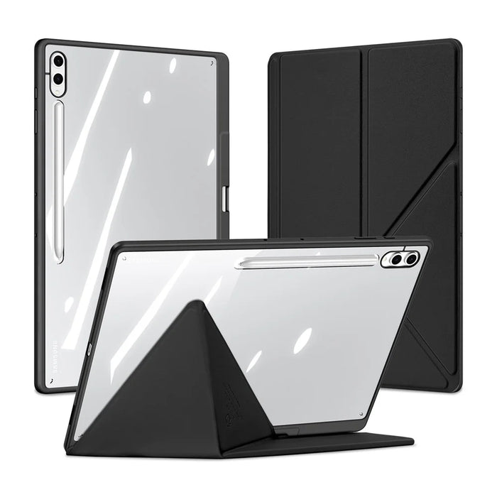 DUX DUCIS For Samsung Galaxy Tab S10 Ultra / Galaxy Tab S9 Ultra / Galaxy Tab S8 Ultra Case  Magi Series Detachable Origami Stand Leather+PC+TPU Clear Back Cover - Black - 2