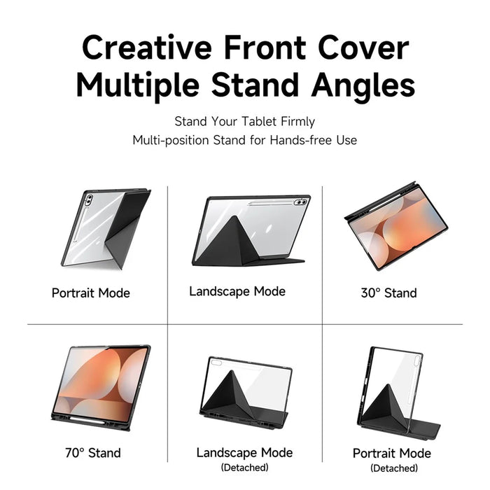DUX DUCIS For Samsung Galaxy Tab S10 Ultra / Galaxy Tab S9 Ultra / Galaxy Tab S8 Ultra Case  Magi Series Detachable Origami Stand Leather+PC+TPU Clear Back Cover - Black - 5