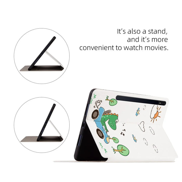 For Samsung Galaxy Tab S8/Tab S7 Shockproof Case with Auto Wake/Sleep Cartoon Pattern Printed PU Leather Cover Stand Tablet Case - Space Rabbit - 2