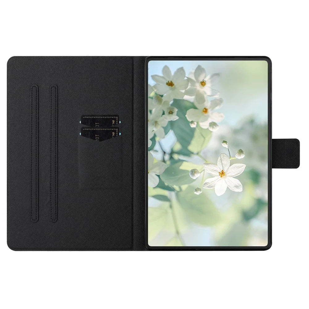 For Lenovo Tab M10 Plus (3rd Gen) TB-128F Case Pattern Printed Stand Litchi Texture Leather Tablet Cover with Card Slots - Block - 3