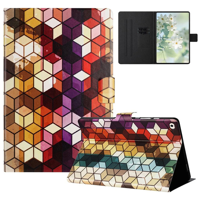 For iPad mini (2019) 7.9 inch  /  4  /  3  /  2  /  Mini Case Pattern Printed Stand Litchi Texture Leather Tablet Cover with Card Slots - Block - 1