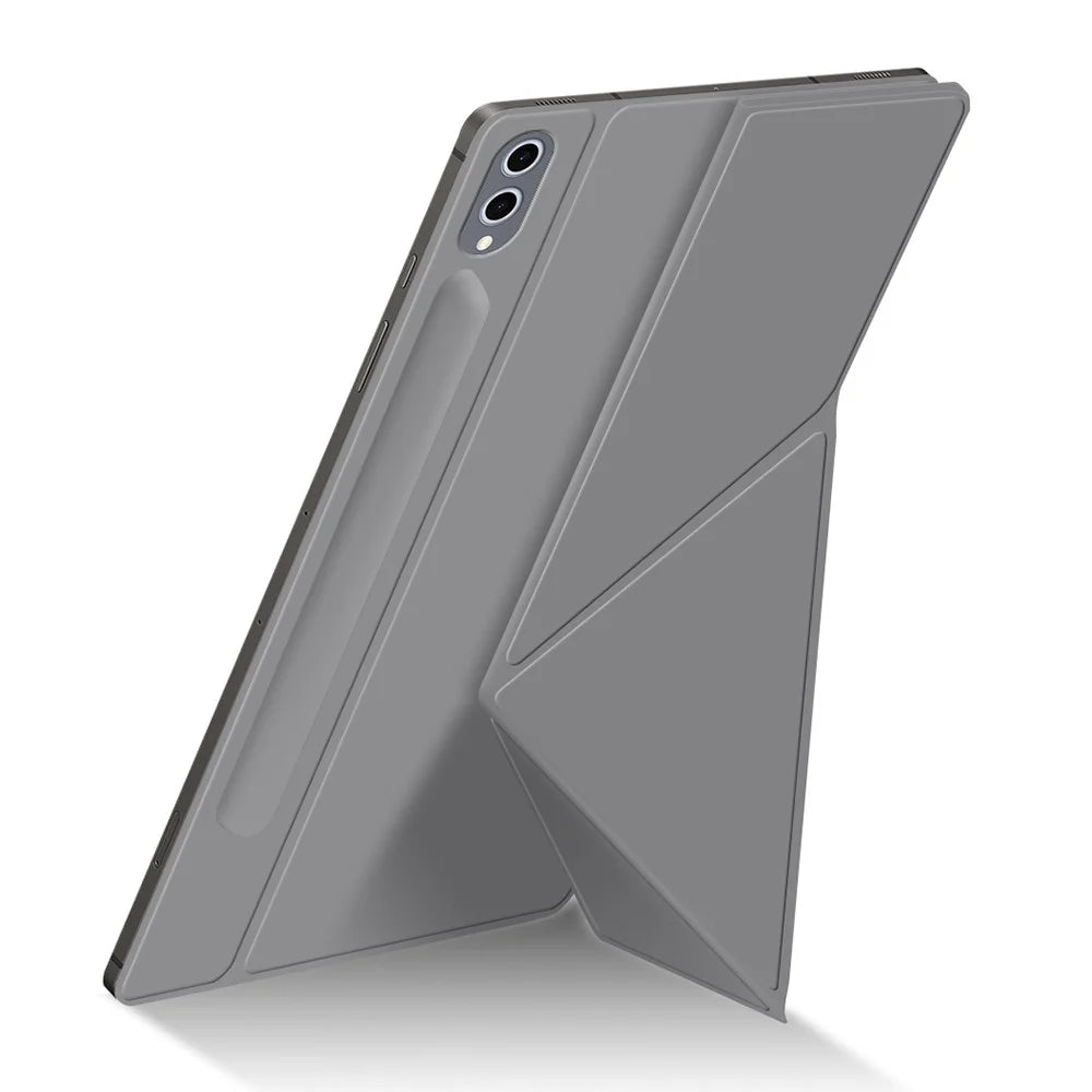 For Samsung Galaxy Tab S10 Ultra / S9 Ultra Case Origami Stand PU Leather Magnetic Tablet Cover - Grey - 7