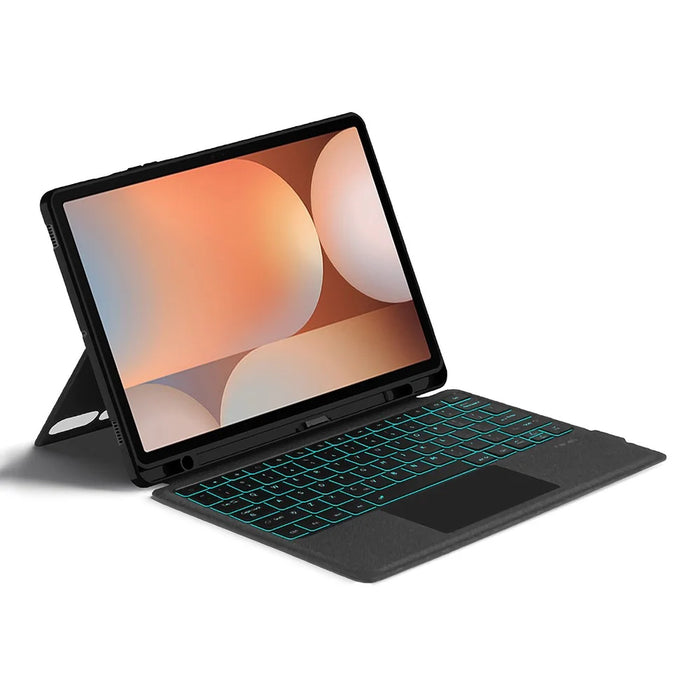 For Samsung Galaxy Tab S10+ / S9+ Leather Case + Bluetooth-Compatible Keyboard with Backlight Trackpad - 2