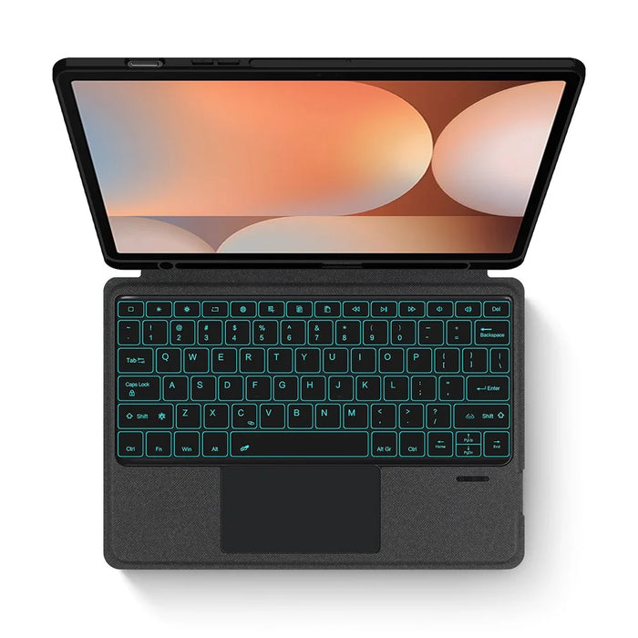 For Samsung Galaxy Tab S10+ / S9+ Leather Case + Bluetooth-Compatible Keyboard with Backlight Trackpad - 3