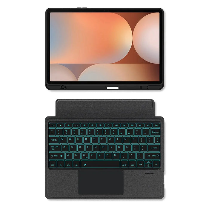 For Samsung Galaxy Tab S10+ / S9+ Leather Case + Bluetooth-Compatible Keyboard with Backlight Trackpad - 4