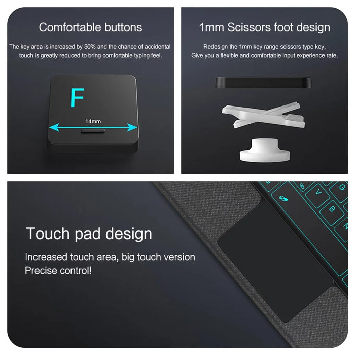 For Samsung Galaxy Tab S10+ / S9+ Leather Case + Bluetooth-Compatible Keyboard with Backlight Trackpad - 6