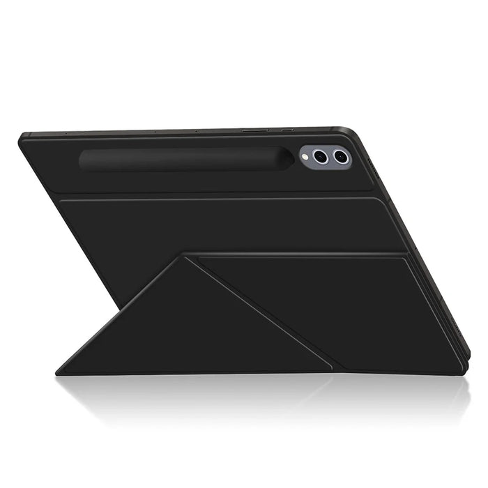 For Samsung Galaxy Tab S10+ / S9+ Case Origami Stand PU Leather Magnetic Tablet Cover - Black - 3
