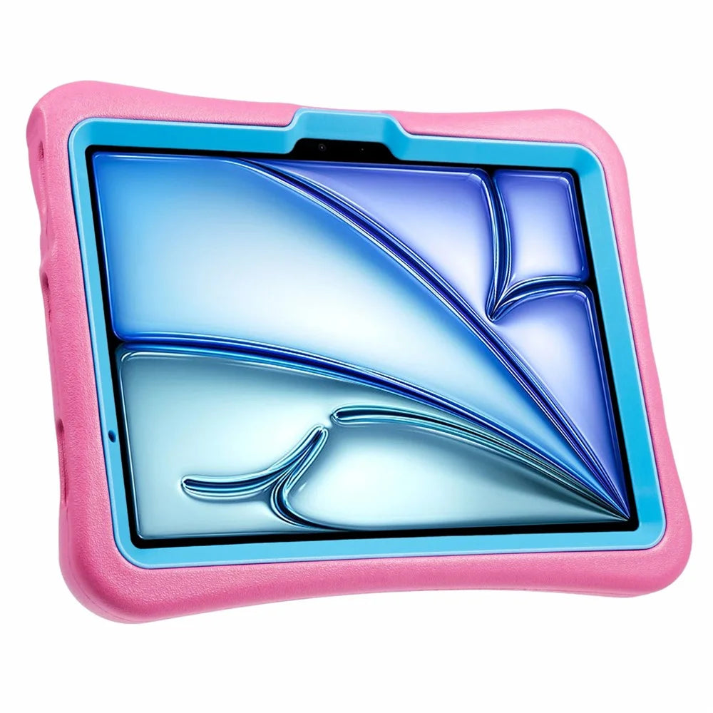 PEPKOO For iPad Air 11 (2026) / (2025) / (2024) Shockproof Tablet Case 360-Degree Rotatable PC Kickstand EVA Protective Cover - Rose / Blue - 2