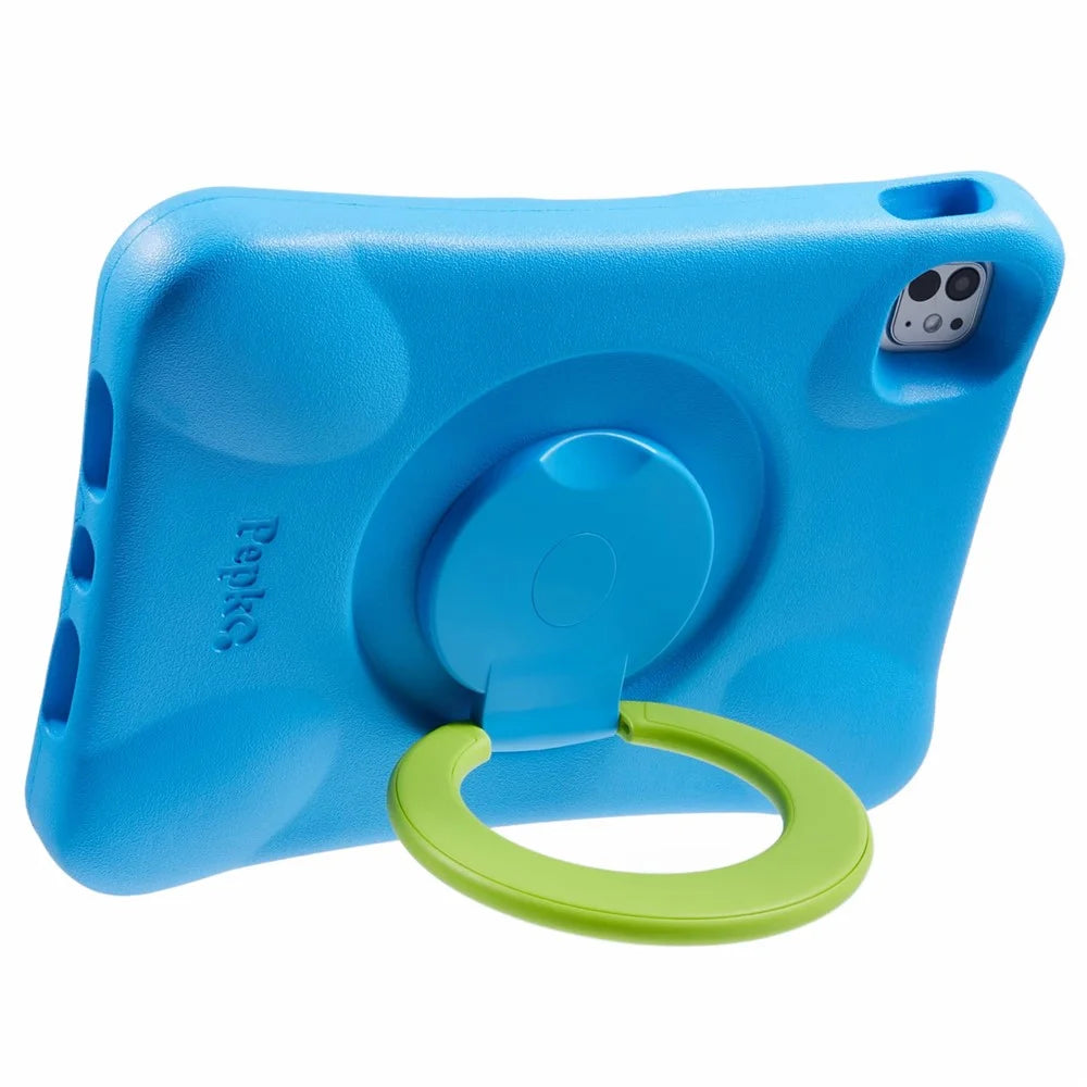 PEPKOO For iPad Pro 11 (2025) / 11 (2024) Shockproof Tablet Case 360-Degree Rotatable PC Kickstand EVA Protective Cover - Blue / Green - 3