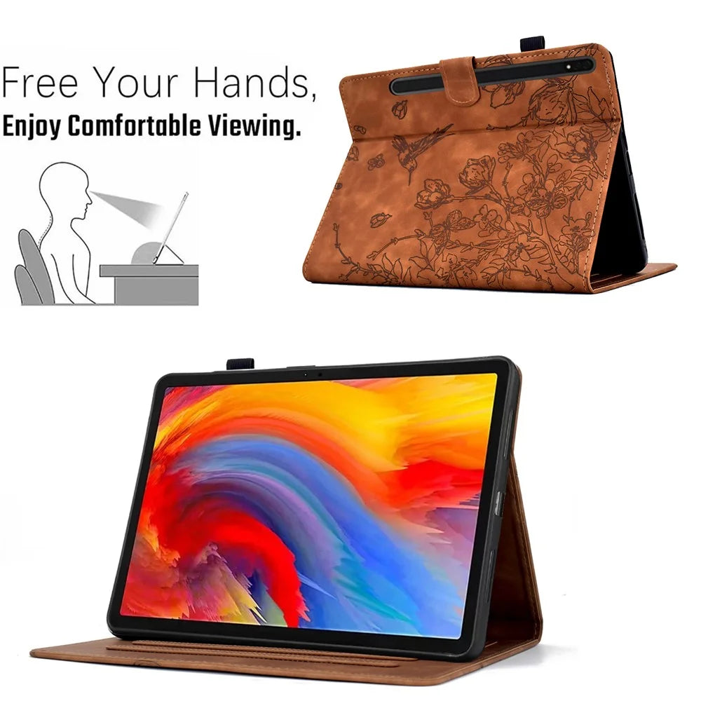 For Samsung Galaxy Tab S8 X700 X706 / Tab S7 T870 T875 Case Card Holder Leather Tablet Cover - Brown - 6