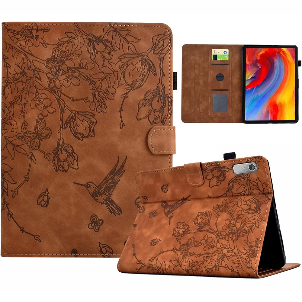 For Lenovo Tab P11 Gen 2 TB-350 / Xiaoxin Pad Plus (2023) Case Card Holder Leather Tablet Cover - Brown - 1