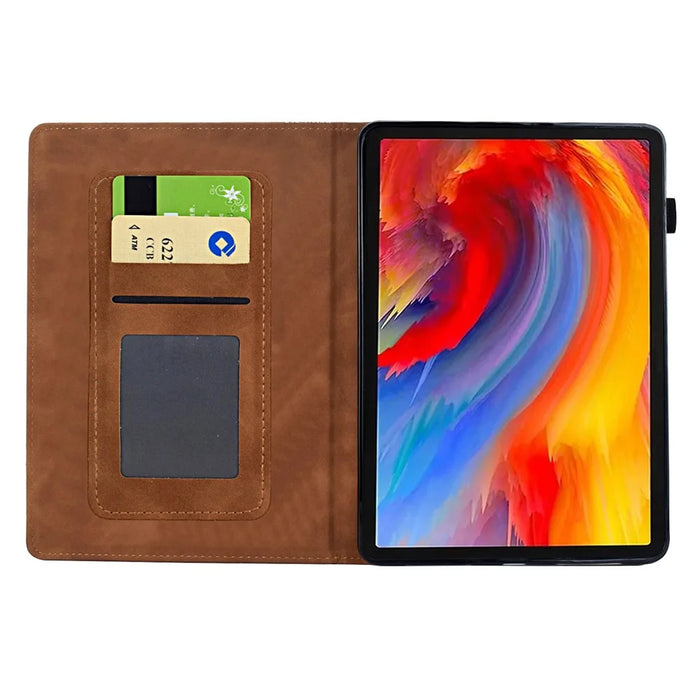For Amazon Kindle 11th (2024) / 6'' (2022) Case Flower Bird Imprinted Card Holder Leather Tablet Cover - Brown - 2