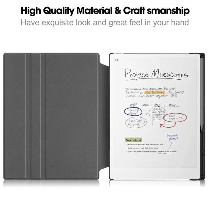For Remarkable Paper Pro Case Front Support 360 Degree Rotating Stand PC+PU Leather E-Reader Cover - Black - 2
