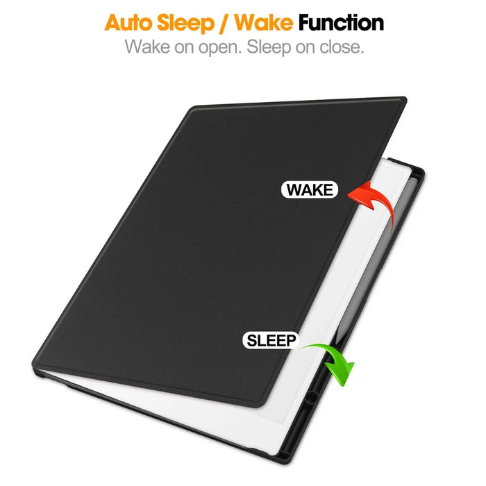 For Remarkable Paper Pro Case Front Support 360 Degree Rotating Stand PC+PU Leather E-Reader Cover - Black - 6