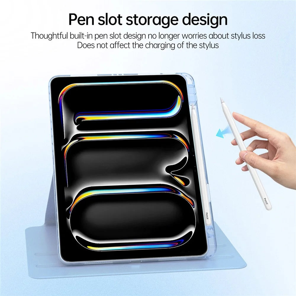 For iPad Pro 13 (2025) / 13 (2024) Case PU Leather+Acrylic+TPU Rotating Clear Tablet Cover Auto Wake  /  Sleep - Baby Blue - 4