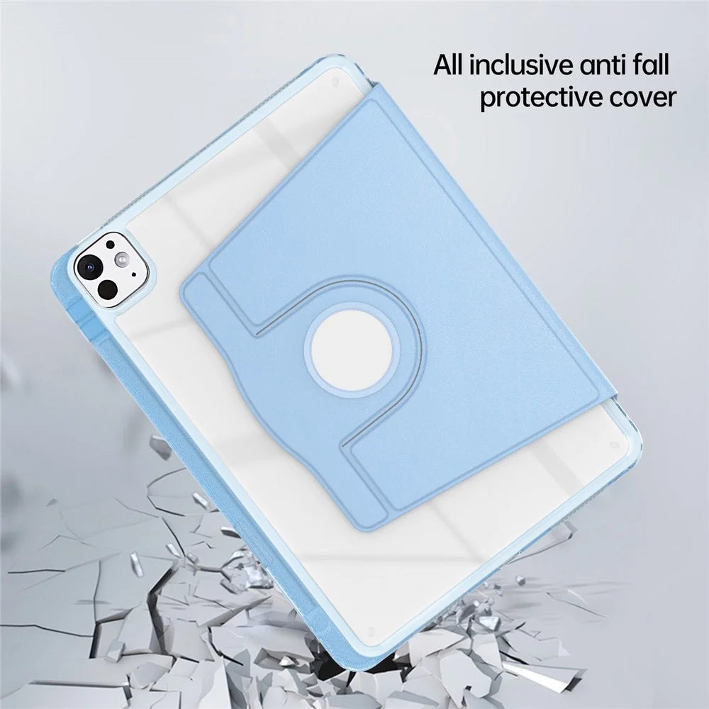 For iPad Pro 13 (2025) / 13 (2024) Case PU Leather+Acrylic+TPU Rotating Clear Tablet Cover Auto Wake  /  Sleep - Baby Blue - 6
