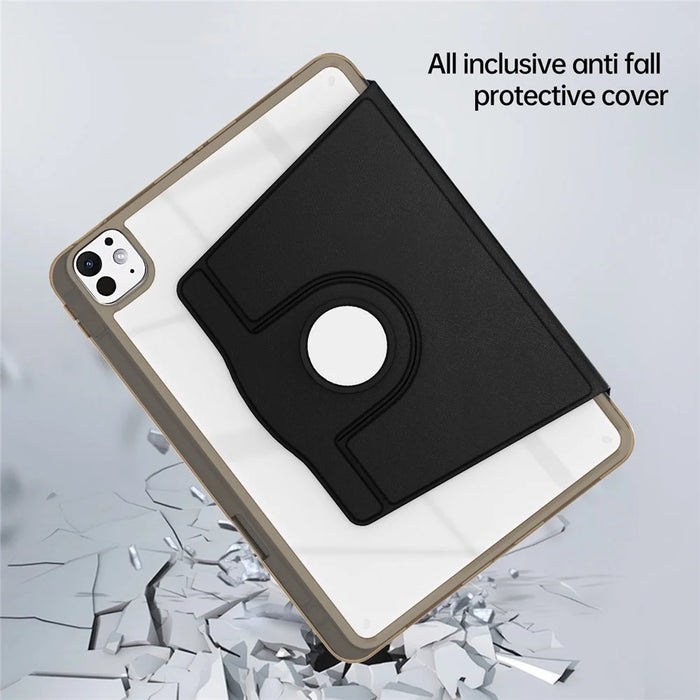 For iPad Pro 11 (2025) / 11 (2024) Case PU Leather+Acrylic+TPU Rotating Clear Tablet Cover Auto Wake  /  Sleep - Black - 6