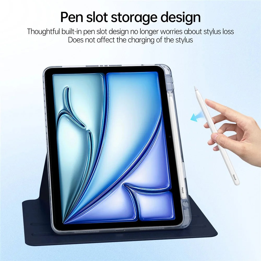 Tablet Case For iPad Air 11 (2026) / (2025) / (2024) / Pro 11 (2022) (2021) (2020) (2018) / Air (2022) (2020) PU+Acrylic+TPU Clear Cover - Dark Blue - 2