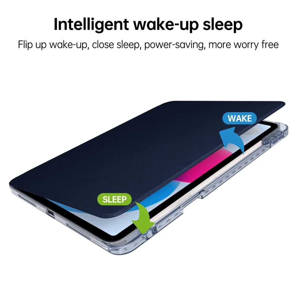 Tablet Case For iPad Air 11 (2026) / (2025) / (2024) / Pro 11 (2022) (2021) (2020) (2018) / Air (2022) (2020) PU+Acrylic+TPU Clear Cover - Dark Blue - 3