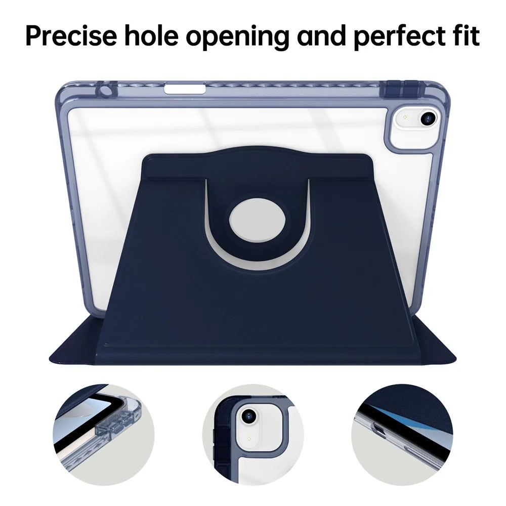 Tablet Case For iPad Air 11 (2026) / (2025) / (2024) / Pro 11 (2022) (2021) (2020) (2018) / Air (2022) (2020) PU+Acrylic+TPU Clear Cover - Dark Blue - 5