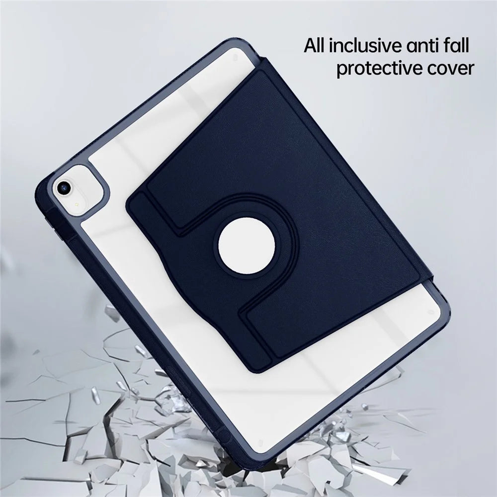 Tablet Case For iPad Air 11 (2026) / (2025) / (2024) / Pro 11 (2022) (2021) (2020) (2018) / Air (2022) (2020) PU+Acrylic+TPU Clear Cover - Dark Blue - 6