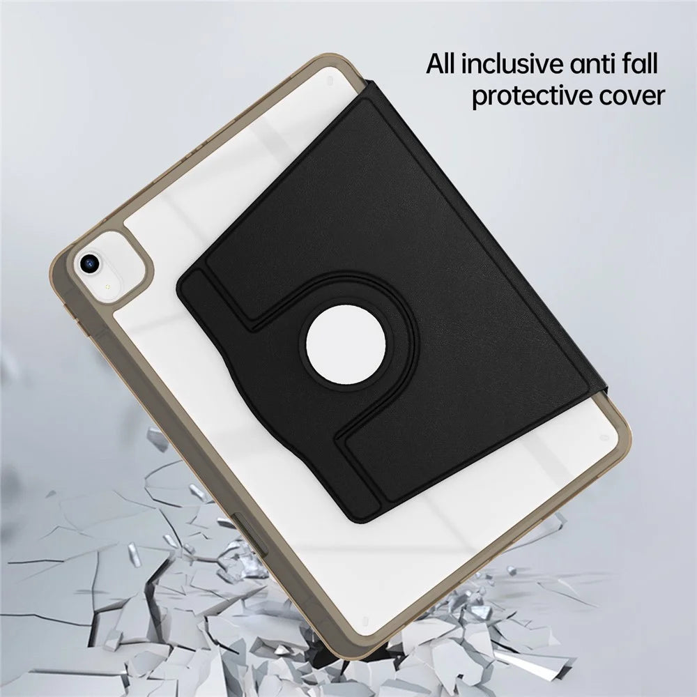 Tablet Case For iPad Air 13 (2026) / (2025) / (2024) / Pro 12.9 (2022) / (2021) / (2020) PU Leather Rotating Clear Cover Auto Wake / Sleep - Black - 6