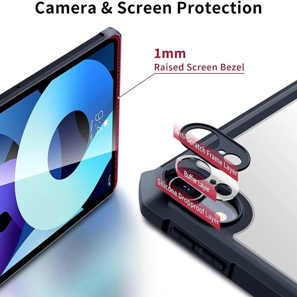 XUNDD For iPad Air 11 (2026) / (2025) / (2024) / Air (2020) / Air (2022) Kickstand Tablet Case Air Cushion Protective Cover Shockproof TPU Case - Black - 4