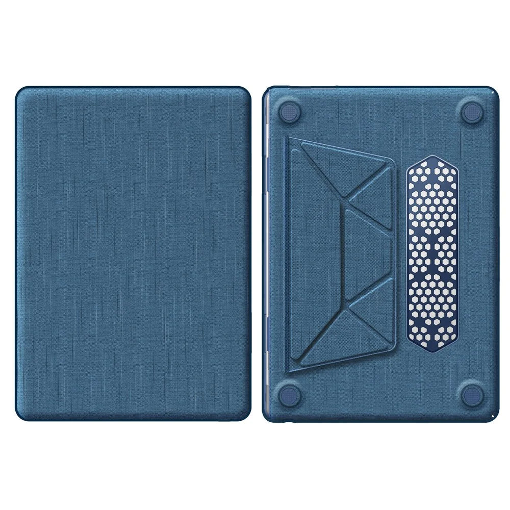 For Macbook Air 15 inch (2026) A3448 / (2025) A3241 / (2024) A311 / (2023) A2941 Laptop Case Anti-Slip PC+Cloth Flip Cover - Navy Blue - 1