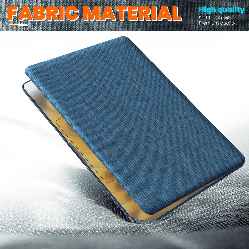 For Macbook Air 15 inch (2026) A3448 / (2025) A3241 / (2024) A311 / (2023) A2941 Laptop Case Anti-Slip PC+Cloth Flip Cover - Navy Blue - 5
