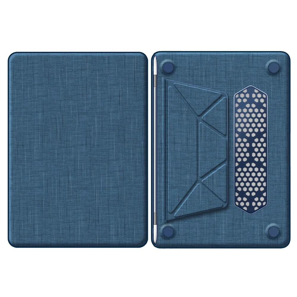 For MacBook Air 13 inch (2020) / (2018) A2337 M1 A2179 A1932 Laptop Case Anti-Slip PC+Cloth Flip Cover - Navy Blue - 1