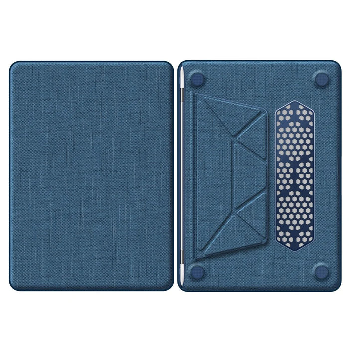 For MacBook Air 13 inch (2020) / (2018) A2337 M1 A2179 A1932 Laptop Case Anti-Slip PC+Cloth Flip Cover - Navy Blue - 1