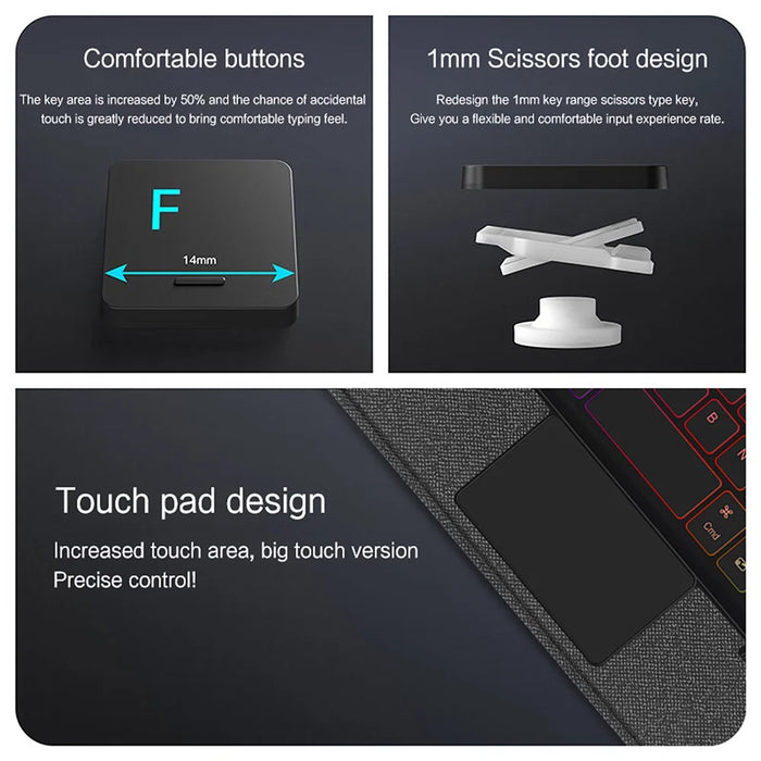 For iPad mini (2024) Leather Case + Bluetooth-compatible Keyboard with Backlight Trackpad - 4
